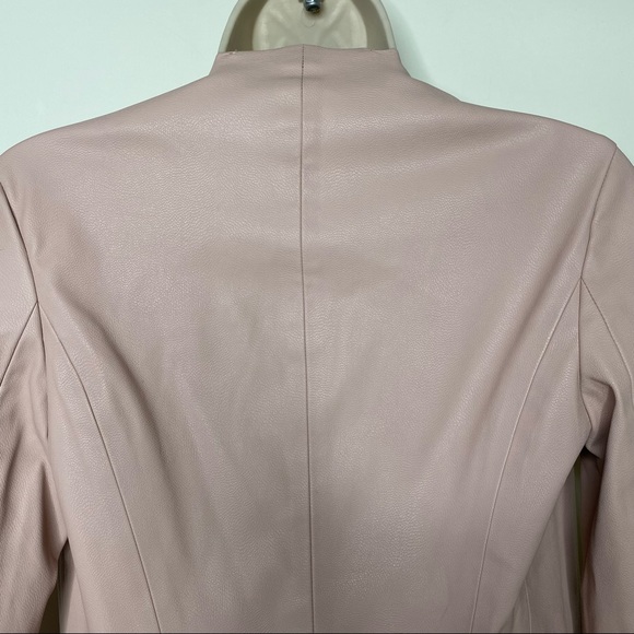Zara Basic Drape Open Front  Jacket Faux Leather Suede Pink Size XSmall - Picture 6 of 9